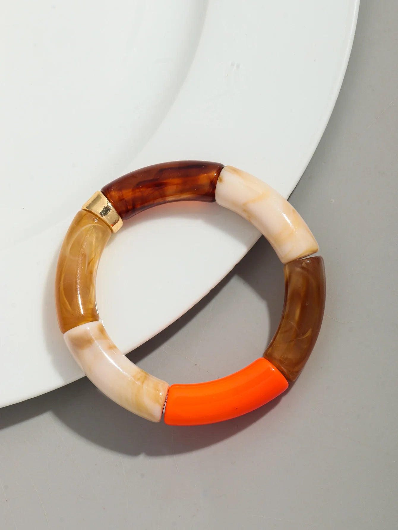 Bohomia Acryl-Design-Stil, klobiges Bambus-Stapelarmband für Damen, Boho, elastisch, bunt, Röhrenperlen, Armbänder 2024, Schmuck