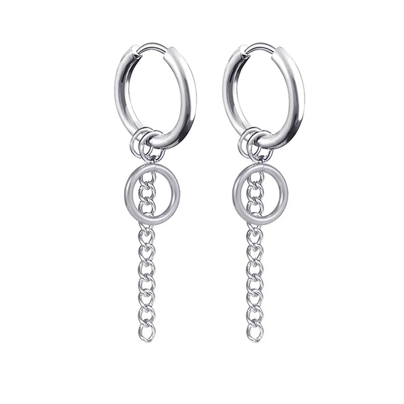 Neueste 1 Paar Edelstahl Kreuz Anhänger Baumeln Lange Quaste Unisex Creolen Männer/Frauen Punk Gothic Schmuck Beste Geschenke