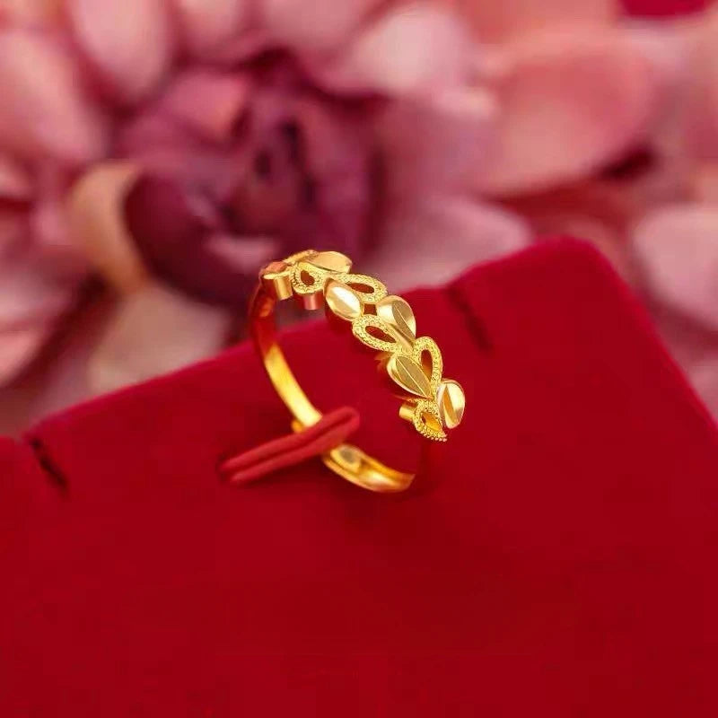 Goldene Ringe für Frauen, vergoldete Ringe, Blatt-Herz, Party, Hochzeit, Verlobungsring, Trend-Schmuck, Geschenk, Alem 1924 Anillos De Mujer