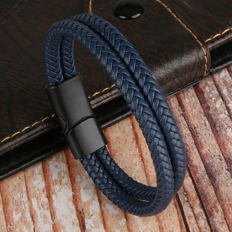 2025 NEUE Echtes Leder Armbänder & Armreifen für Männer Frauen Doppel Schicht Leder Seil Armband Handgemachten Schmuck Homme Pulseras