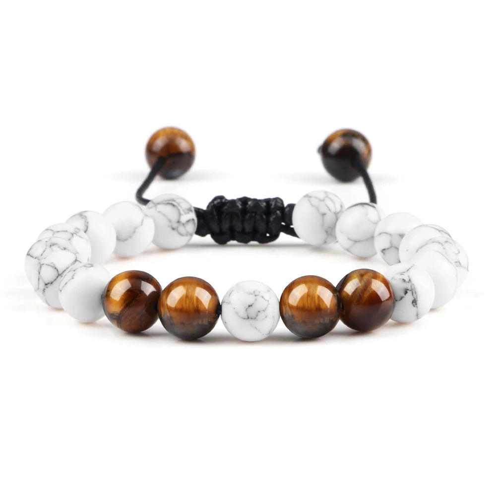 Schwarz Lava Onyx Naturstein Geflochtenes Armband Armreif Für Männer Frauen Heilung Balance Tigerauge Buddha Armband Charme Yoga Schmuck