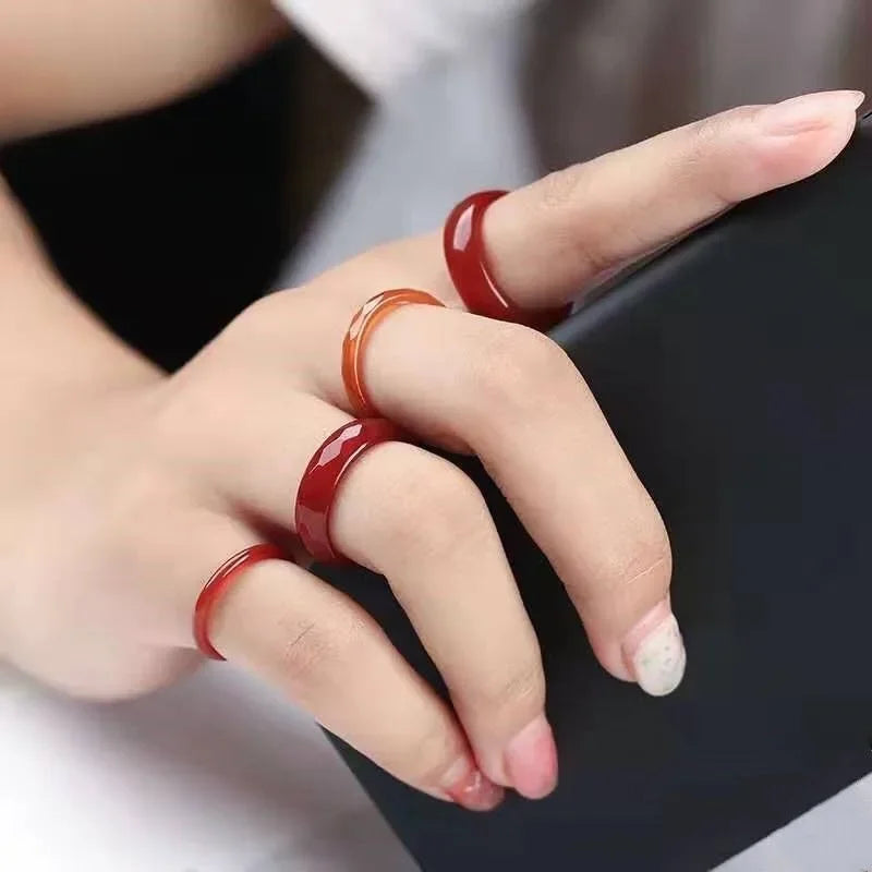 Natürlicher Chalcedon, handgeschnitzter Jade-Ring, Modeschmuck, Geschenk, Jade-Ringe, verschiedene Farben, Liebhaber, Edelsteine, Accessoires, Großhandel