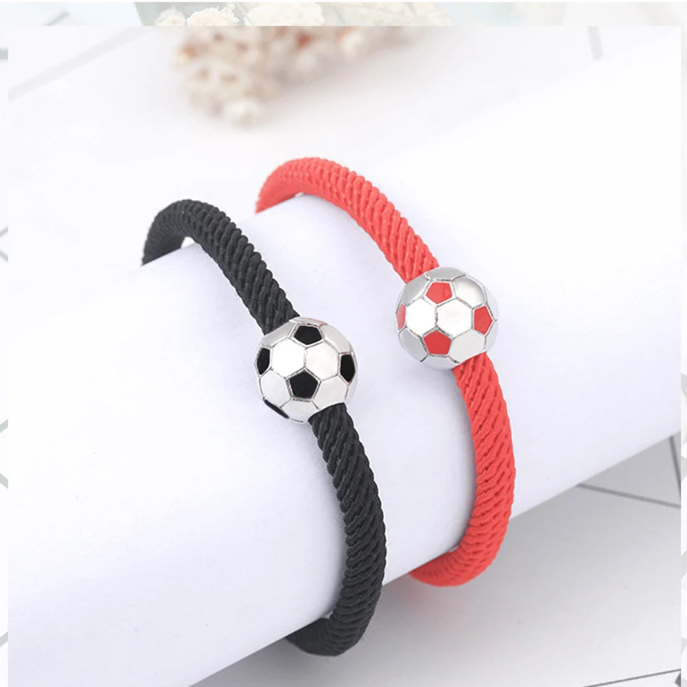 Fußball-Edelstahl-Halskette und Armband, Fußball-Anhänger-Halskette, Tropfarmbänder für Fußballliebhaber, Paare, Tochter, Sohn