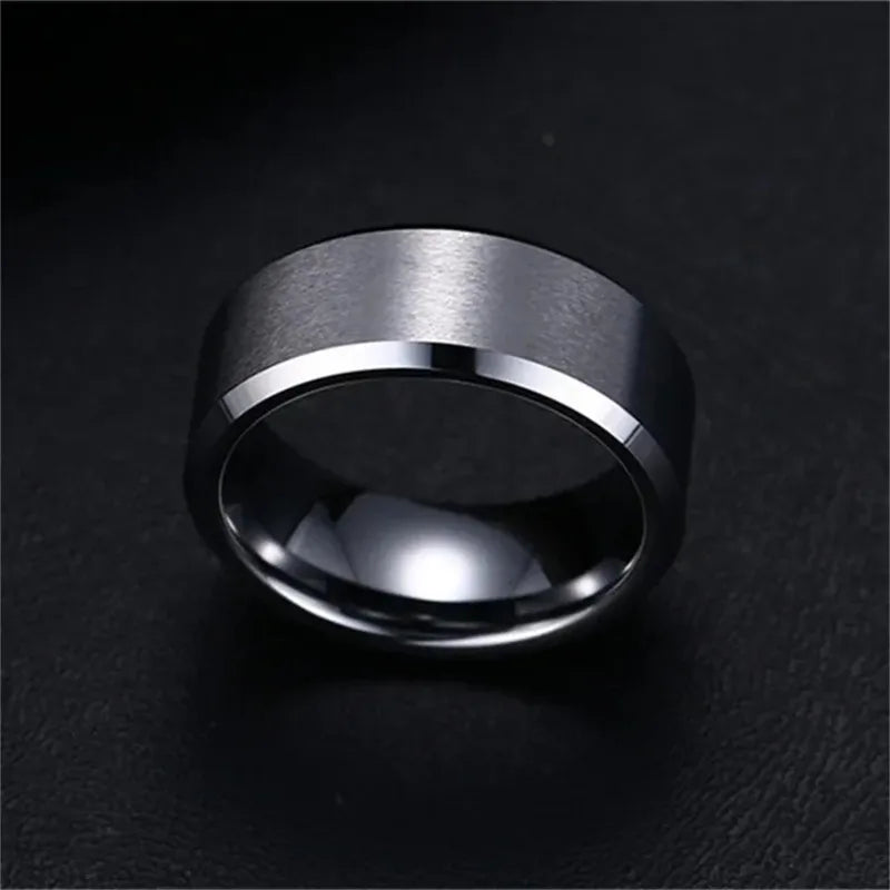 Charm-Schmuckring für Männer und Frauen, Edelstahl, schwarze Ringe, Hochzeit, Verlobung, Band, hochwertiger, mattierter Herrenschmuck
