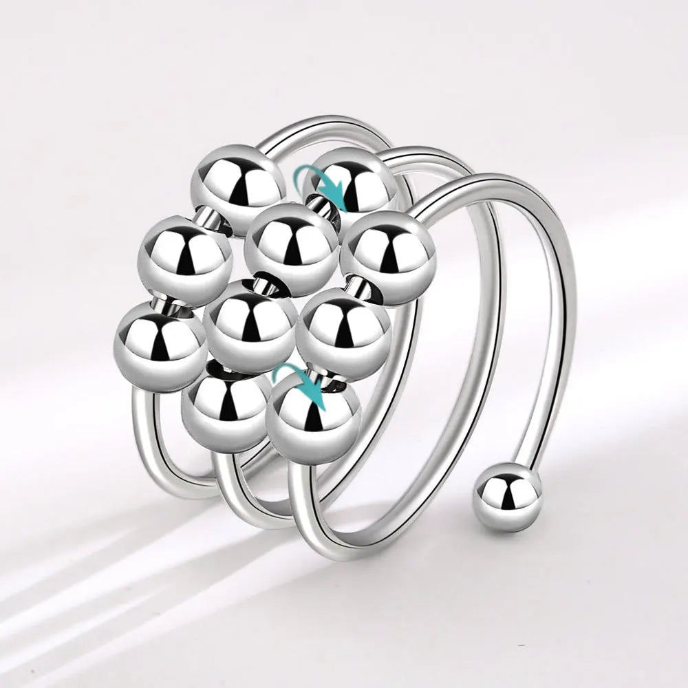 Stress Relief Runde Perlen Knuckle Ringe Für Frauen Frei Drehen Rotierenden Angst Fidget Spinner Twisted Ring Anillos Ajustables