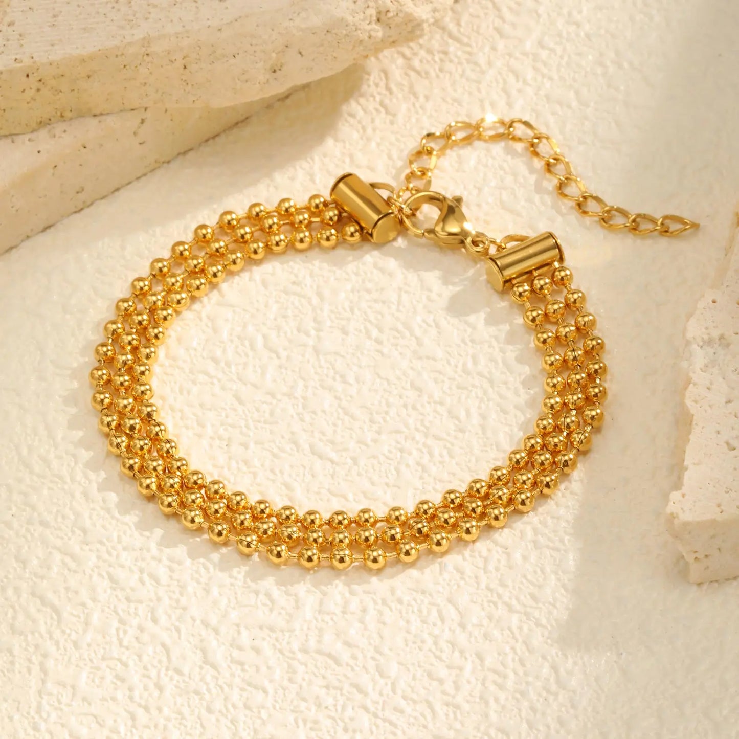 Klassisches mehrschichtiges Perlenkettenarmband, Damenarmbänder aus Edelstahl, trendiger Schmuck als Muttertagsgeschenk