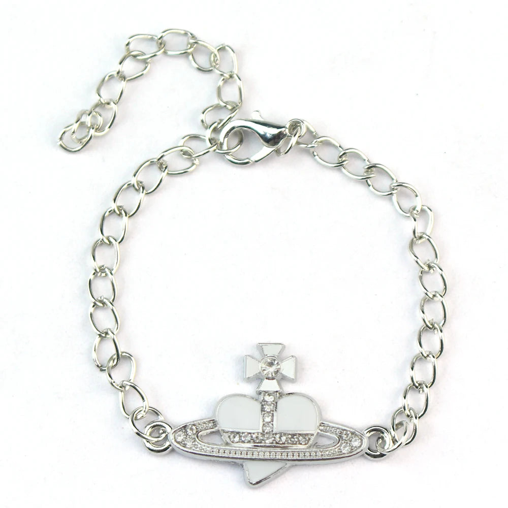 Trendiges Armband Saturn Strass Kristall Planet Saturn Anhänger für Frauen Mode Charm Schmuck Geschenk
