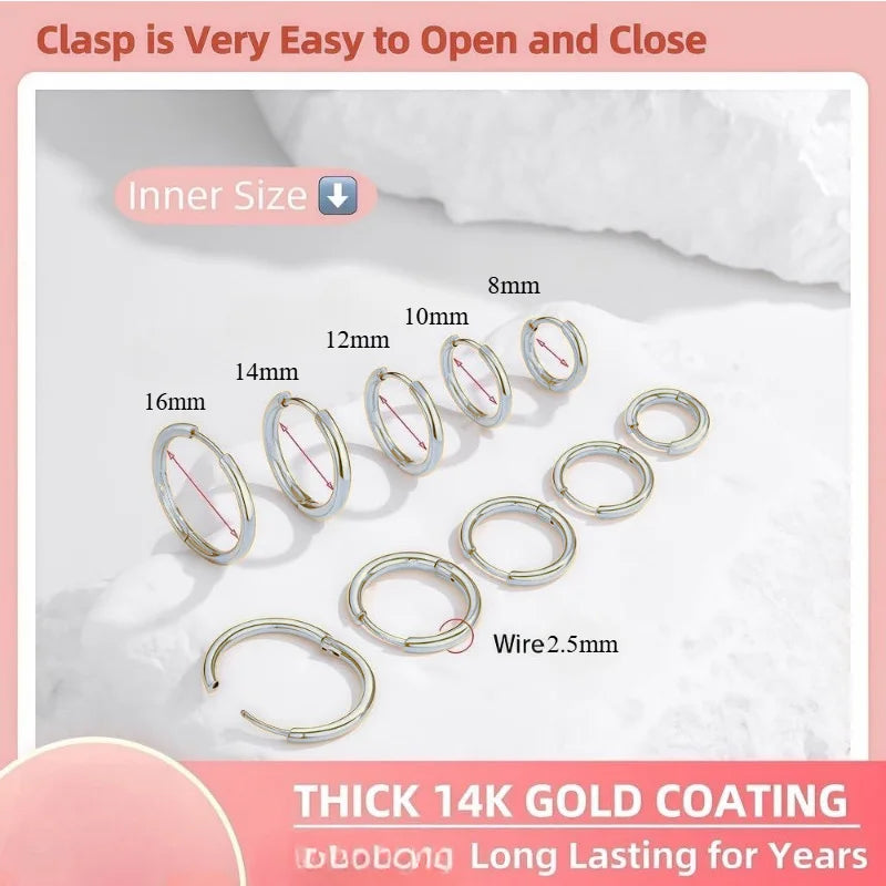 5 Paar 14 Karat vergoldete Huggie-Creolen für Damen, leicht, minimalistisch, kleine Creolen, mehrere Piercing-Stapel-Set-Ohrringe