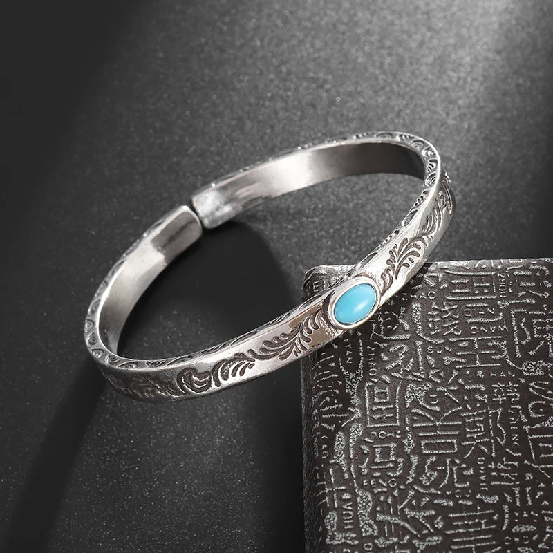 Silberfarbenes Feder-Manschettenarmband für Männer und Frauen, Vintage-verstellbares Armband, Armreif, Modeschmuck