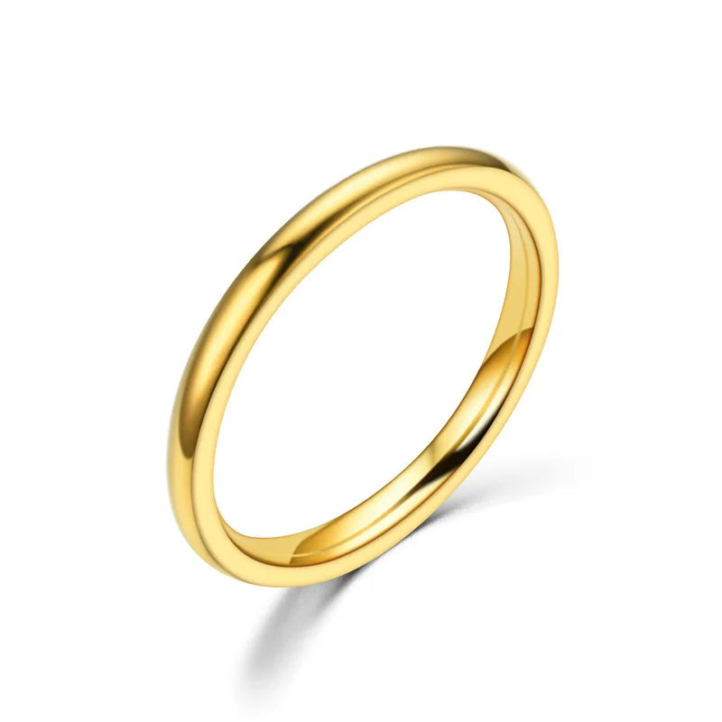 2 mm dünne Edelstahlringe, Roségold, modische, einfache Titanstahlringe für Frauen und Mädchen, Geschenke