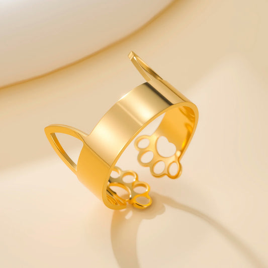 Cazador Niedliche Katze, Kätzchen, Ohren, Pfoten, Fußabdrücke, Damenring, Edelstahl, Tier, verstellbare Fingerringe, Party-Schmuck, 2025, Geschenk