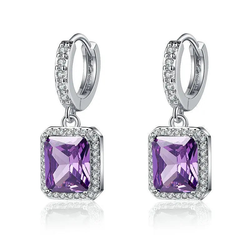 Creolen aus 925er-Sterlingsilber, Nadel, rosa Kristall, Herz-Creolen für Damen, modische geometrische Anhänger-Ohrringe, Luxus-Schmuck, Geschenke