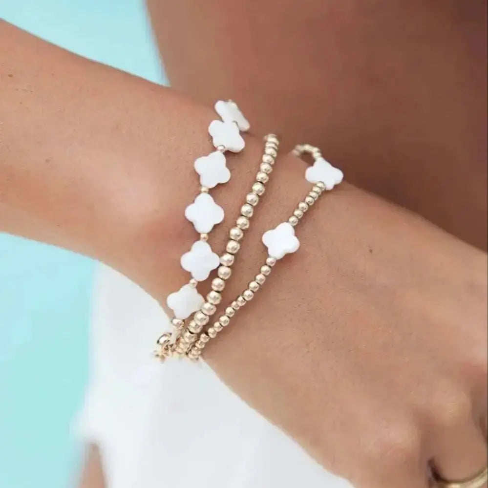 CCGOOD Natürliches Muschel-Blumen-Armband für Frauen, Boho-Schmuck, vergoldet, 18 Karat Perlen, Armbänder, Perlen, Perlmutt-Pulseras