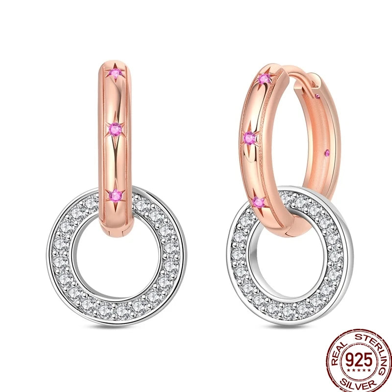 Ohrnadel aus 925er-Sterlingsilber, minimalistisch, gedreht, rund, Gold, Creolen, modisch, Zirkon, Ohrschnalle, Hochzeit, Damenschmuck, Geschenk