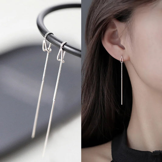 Einfache Stil Box Kette Quaste Drop Ohrringe Für Frauen Lange Baumeln Ohrring Piercing Linie Zubehör Dünne Mini Trendy Ohr Schmuck
