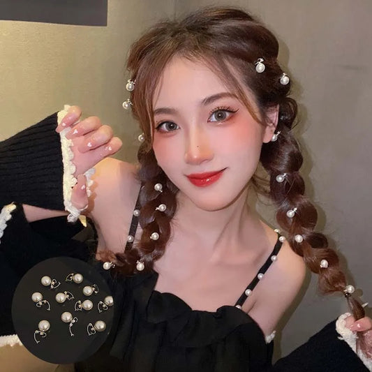 10 Stück weiße kleine Perlenschnalle Haarnadeln für Frauen Mädchen Retro einfache geflochtene Braut Haarschnallen Seitenclips Frisur Zubehör