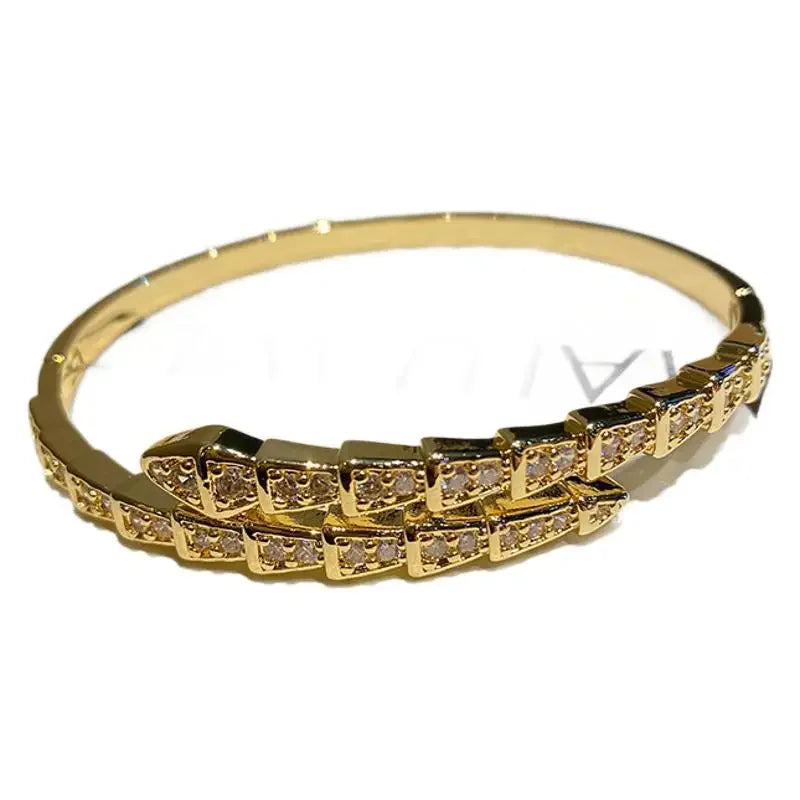 Premium-Halbschlange-Außenhandelswaren 2024, neuer grenzüberschreitender Bestseller, verkupfertes True Gold, T-Methode, Zirkonia-Damenarmband