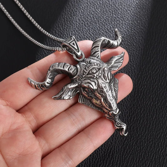 Retro Dämon Satan Schaf Kopf Auge der Wahrheit Halskette Luzifer Anhänger männer Punk Gothic Trendy Party Schmuck