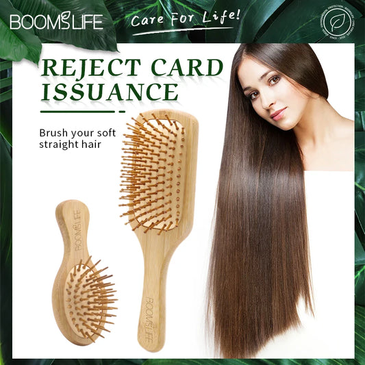 Bambus-Haarbürste für Damen, Styling-Haarkamm, Haarbürste mit breiten Zähnen, Bambuskämme für Haare, glatte Massage, Kopfhautbürste, Friseurkamm