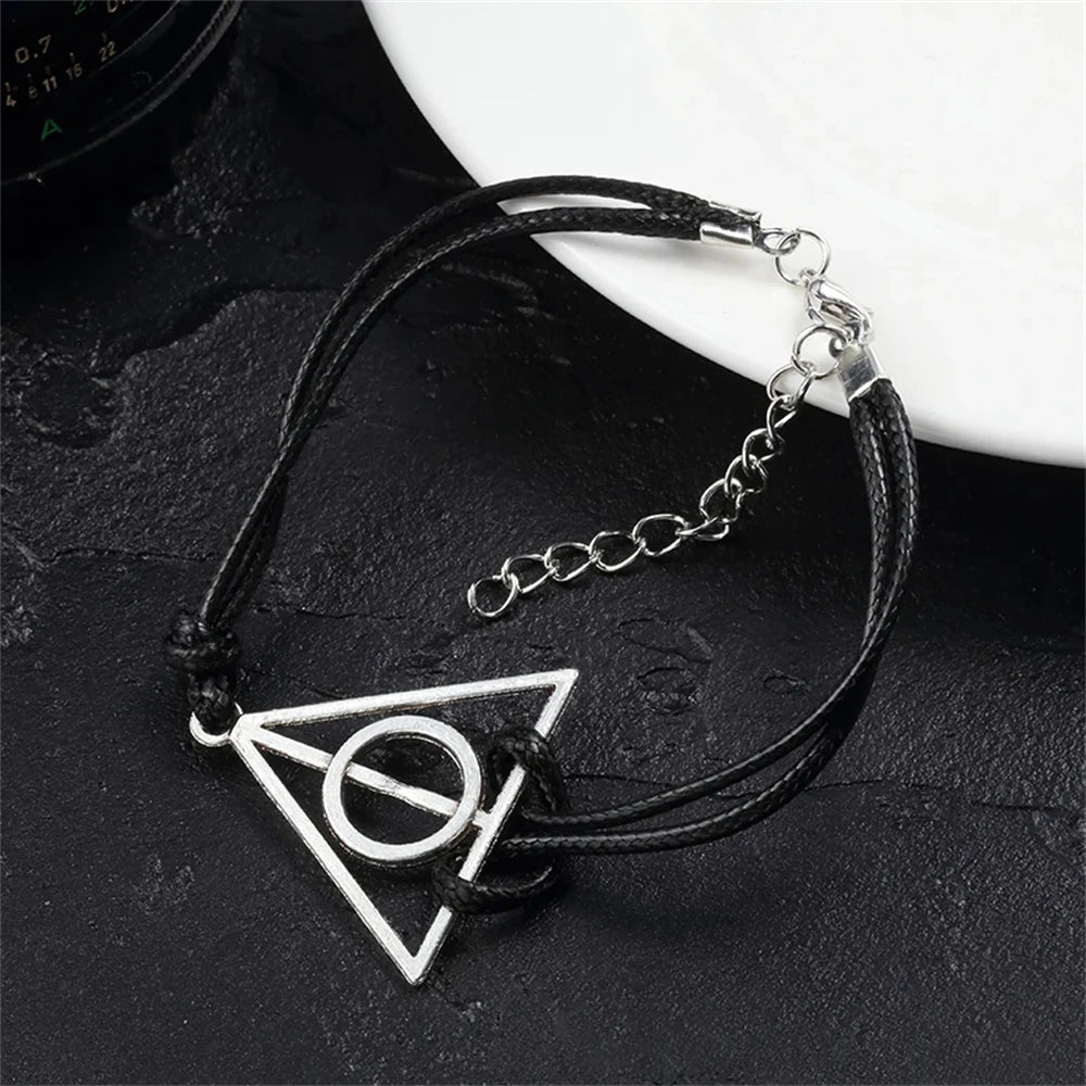 Neuer Modeschmuck, antiker Charme, Potter Heiligtümer des Todes, Lederband-Armband für Männer und Frauen, Geschenke