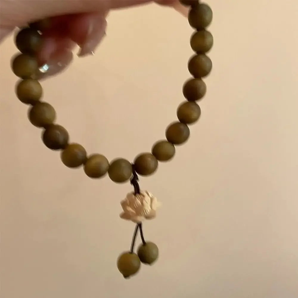 Mode Lotus Sandelholz Armreif Holz Perlen Strang Armbänder Grün Natürliche Sandelholz Armband Elastische Handgewebte Schmuck Geschenke