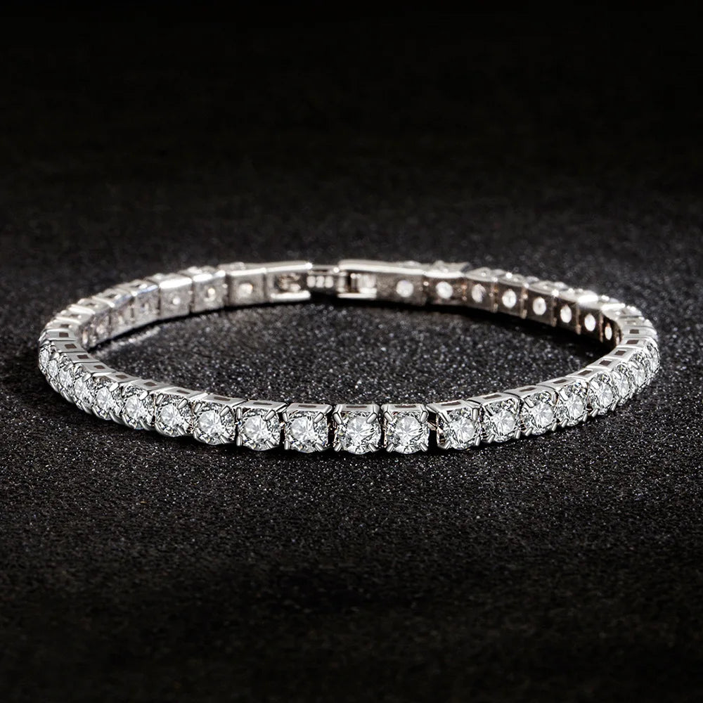 Luxus Hiphop Iced Out 4mm Zirkonia Kristall Tennis Armbänder Für Frauen Männer Gold Farbe Silber Farbe Armband Kette schmuck