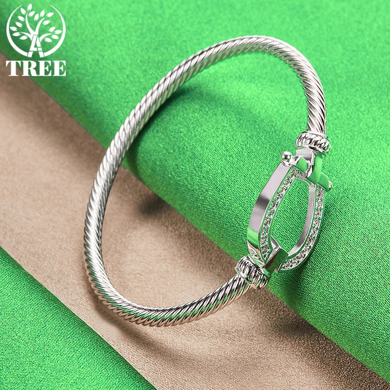 ALITREE 925 Sterling Silber Knoten Seil Armreifen Für Frauen Armreif Mode Geburtstag Hochzeit Schmuck Dame Armbänder Geschenke