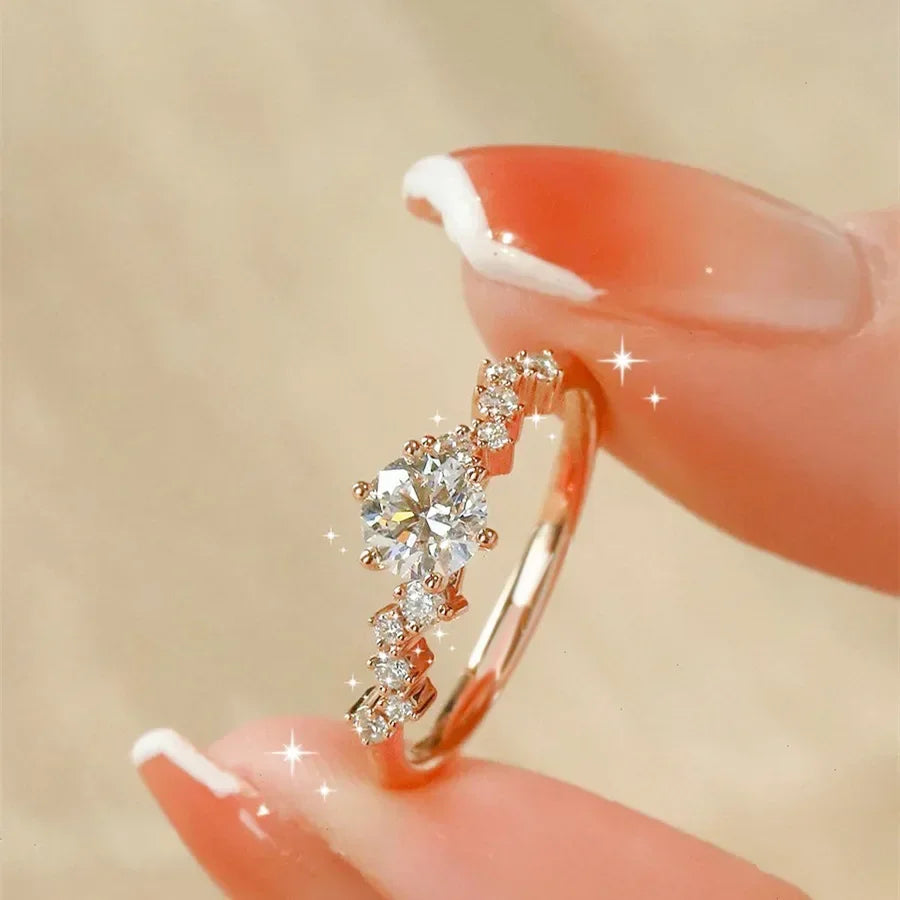 Stern-Verlobungsringe für Frauen, Edelstahl-Ring, Zertifikat, Versprechen, Hochzeitsschmuck, Bague Acier, Inoxydables, Femme Itt