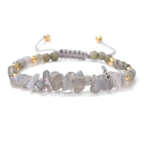 Unregelmäßige Natursteinperlen handgewebtes Armband Damen Kies geometrische Kunst Retro einfache verstellbare Armband Zubehör