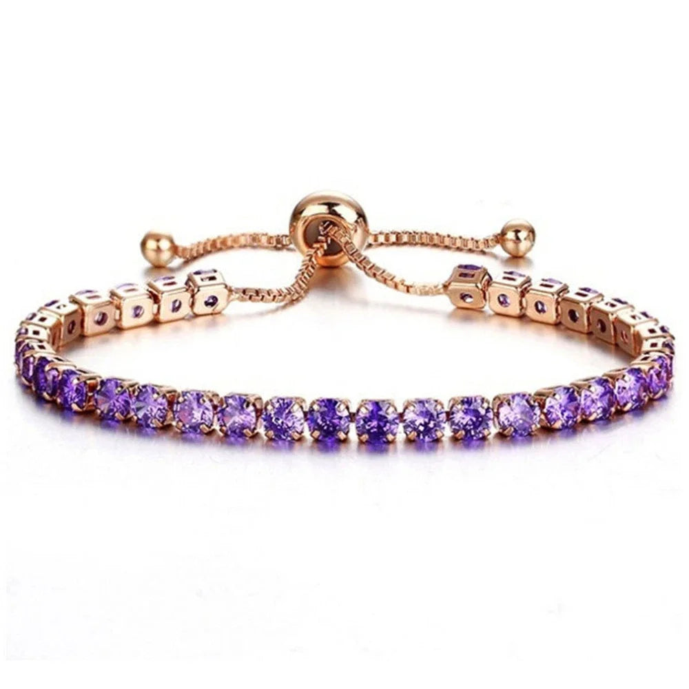 Luxus Zirkonia Tennis Armband Glänzenden Kristall Push-pull Armband Frauen Einfache Einstellbare Schmuck Party Hochzeit Zubehör