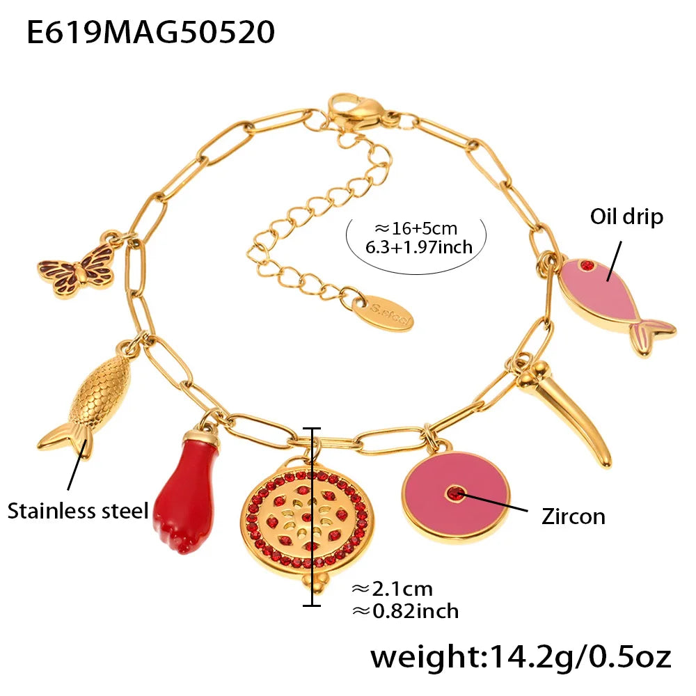 Ethnische Quaste Wasserdichte Armband Für Frauen Weibliche Armreifen Vergoldet Edelstahl Böhmen Luxus Schmuck