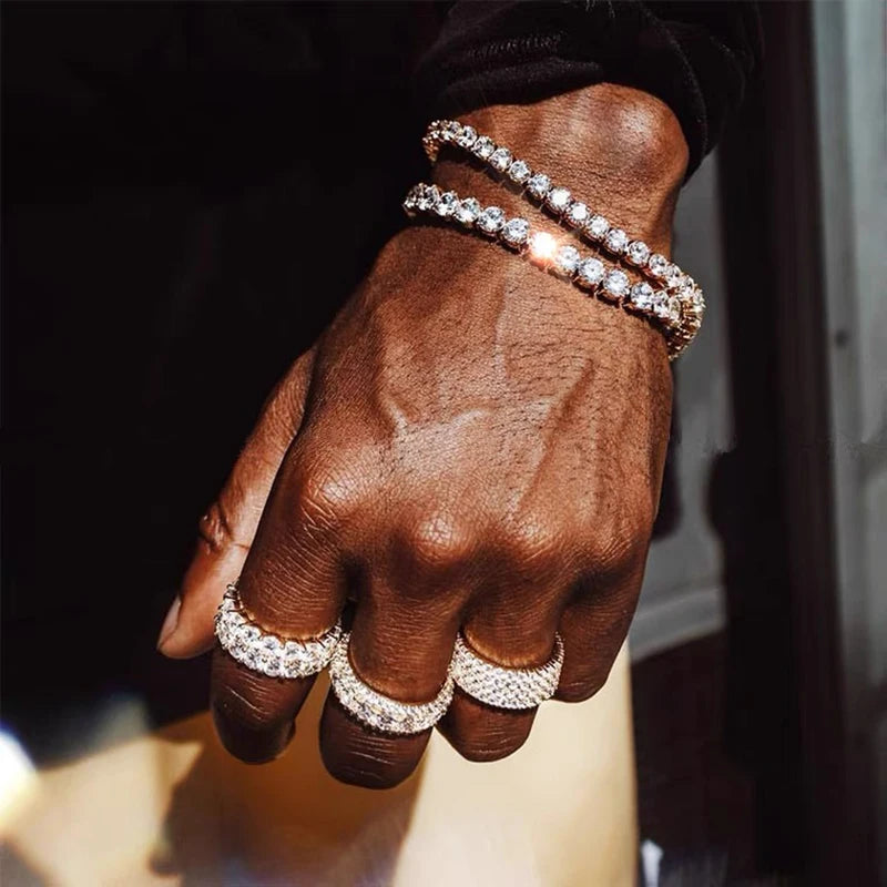 Hiphop Tennis Armband Homme Iced Out 3/4/5mm Zirkonia Herren Kristall Kette auf Der Hand Hip-hop Streetwear Schmuck Männlich H086