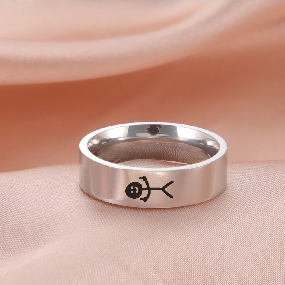 LIKGREAT Edelstahl Mittelfinger Stick man Ring Trend Fuxk Sie Doodle Ringe für Mann Paar einfache Hip Hop Schmuck Geschenk