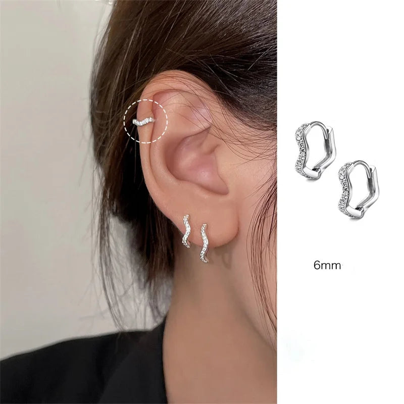 1PCS Edelstahl Minimal Creolen Kristall Zirkonia Kleine Huggie Dünne Knorpel Ohrring Helix Tragus Piercing Schmuck