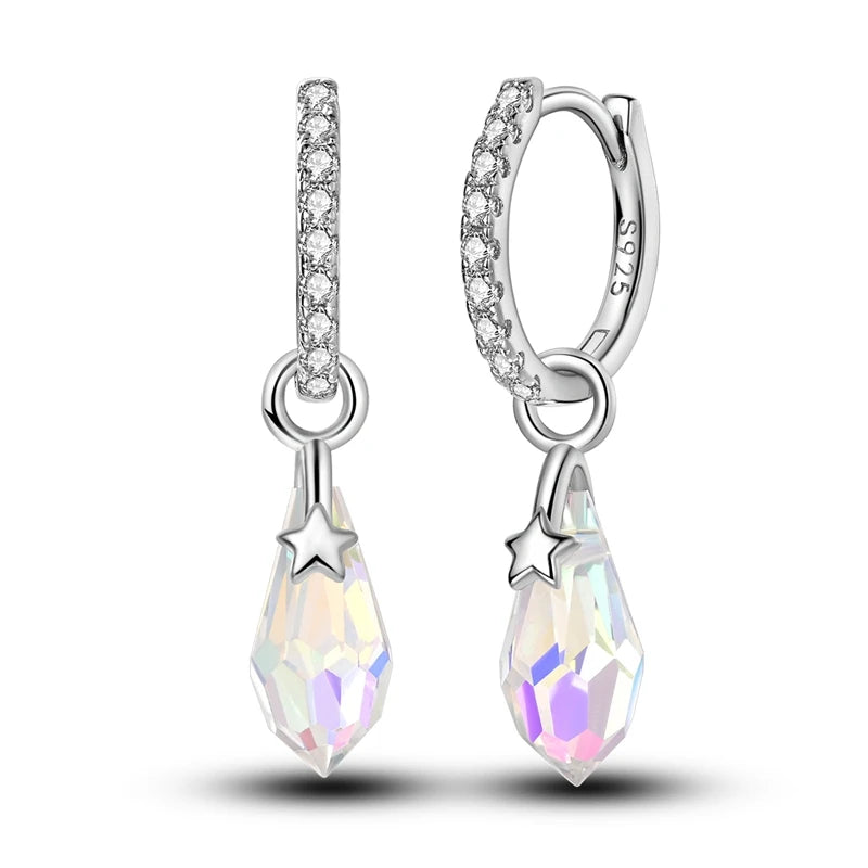 2025 neue 925 Sterling Silber Creolen Blumen Zirkon Tropfen Ohrringe Stud Für Frau Feine Geburtstag Hochzeit Schmuck Geschenke