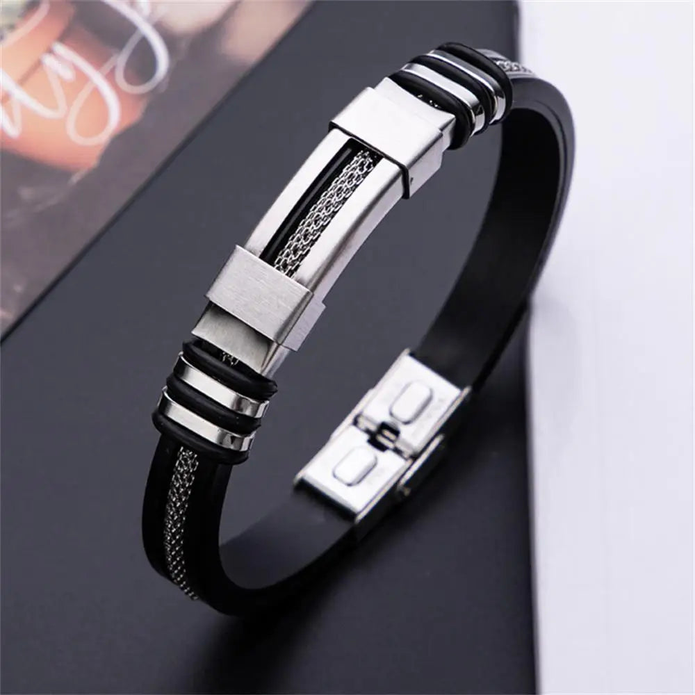 Edelstahl Armband Männer schwarz Armband Armreifen Schmuck Zubehör Geschenk Armbänder Frauen lässig Punk Armband Armreif