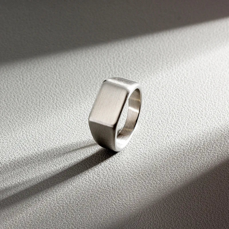 HNSP 316L Edelstahlring für Männer 2024, glatte rechteckige Dichtungsringe, Fingerschmuck, Zubehör