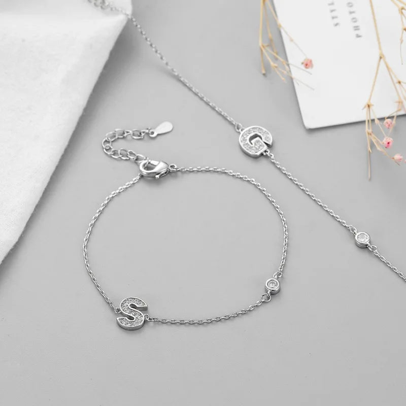 Neues 925 Sterling Silber Brief Armband einfachen Stil glänzendes Armband Geburtstags geschenk für Frauen edlen Schmuck