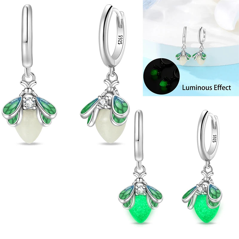 Leuchtende Muschel-Ohrringe für Damen, Original-Ohrringe aus 925er-Sterlingsilber, Pavé-CZ-Stern, Mond, Creolen, Verlobung, Hochzeit, Schmuck