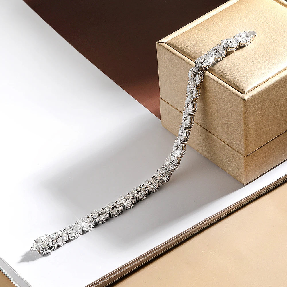 Serenity Marquise Cut D Farbe Moissanit Tennis Armband für Frauen Mann 100 % S925 Sterling Silber Armband vergoldet 18K Handkette