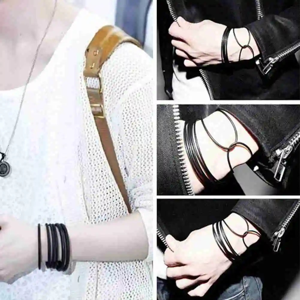 10 Stück schwarze Silikon dünne Armbänder Sport Mode Armband Gummiringe Haarringe Gummibänder Männer Frauen Zubehör