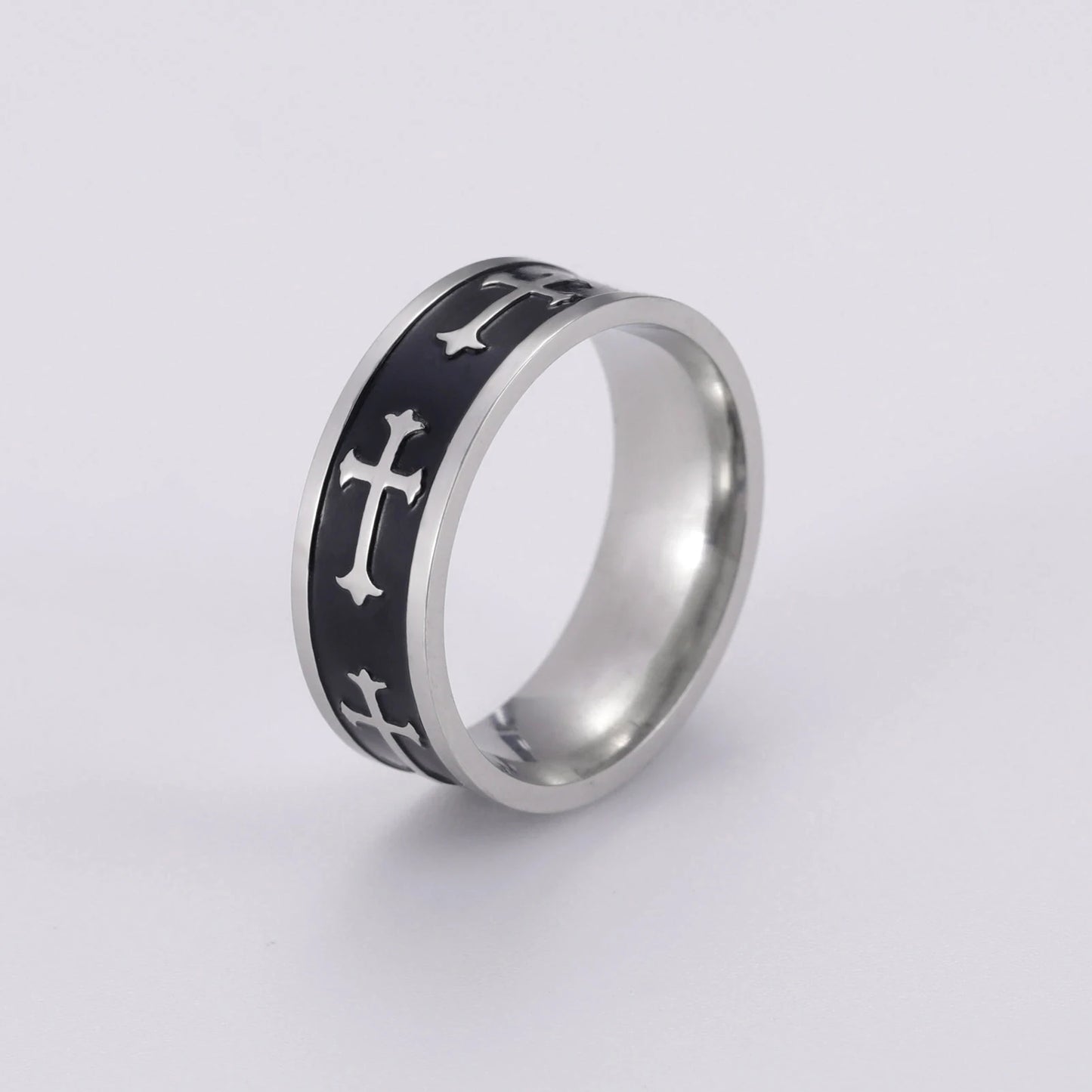 Hipee Trend personal isierte Hip Hop Edelstahl Paar Ringe Kreuz Männer Ring Verlobung Hochzeits geschenk Modeschmuck