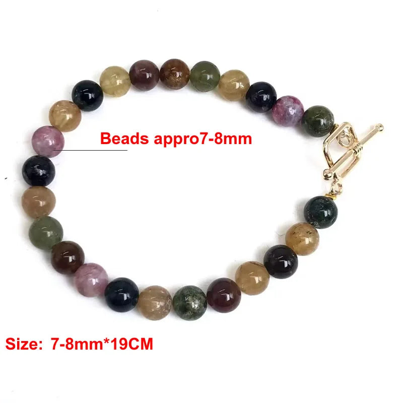 Naturstein 8mm Perlen Armband für Frauen Männer Amethyste Kristall quarze Aquamarin Jades Schmuck Achate quadratische Schnalle Armreif