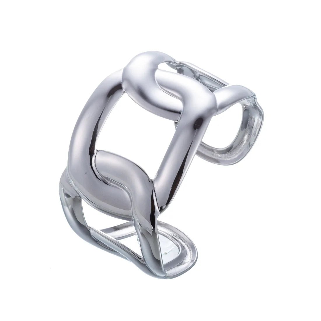 CARLIDANA Minimalistisches, hochwertiges neues Design, PVD-Silberfarbe, Edelstahl, modische Manschette, hohle Armreifen, Armband für Frauen