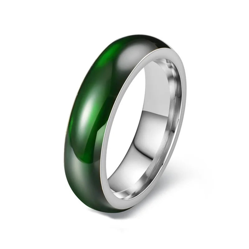 Vintage künstliche grüne Jade Edelstahl Ring für Paare Schmuck kreative glatte Muster Fingerringe Party Schmuck Geschenke