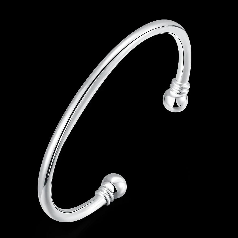 Heiße 925 Sterling Silber Manschette Armbänder für Frauen einfache elegante Armreifen Mode Hochzeits feier Schmuck Weihnachts geschenke