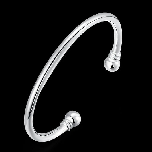 Heiße 925 Sterling Silber Manschette Armbänder für Frauen einfache elegante Armreifen Mode Hochzeits feier Schmuck Weihnachts geschenke