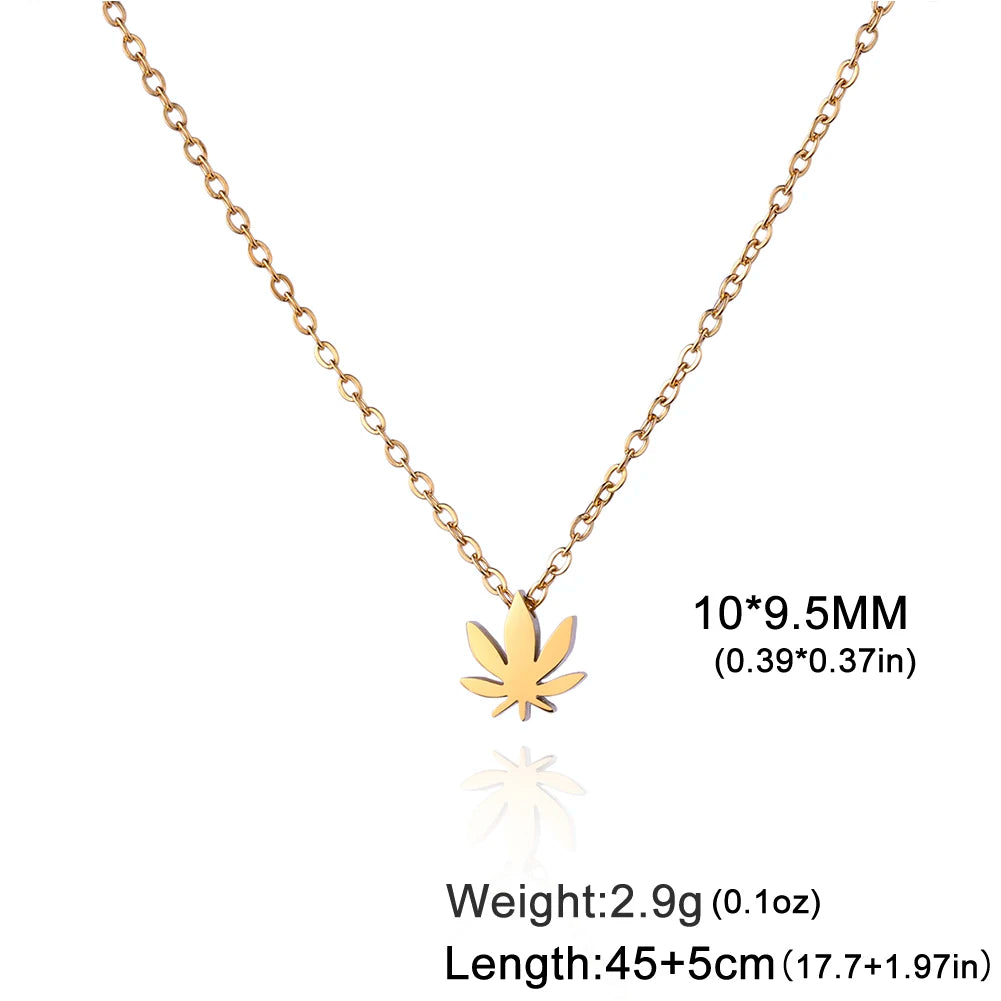 Hipee Mode Damen Schlüsselbein Kette Ahornblatt Anhänger Halskette Edelstahl Choker Halskette Halskette Frauen schmuck