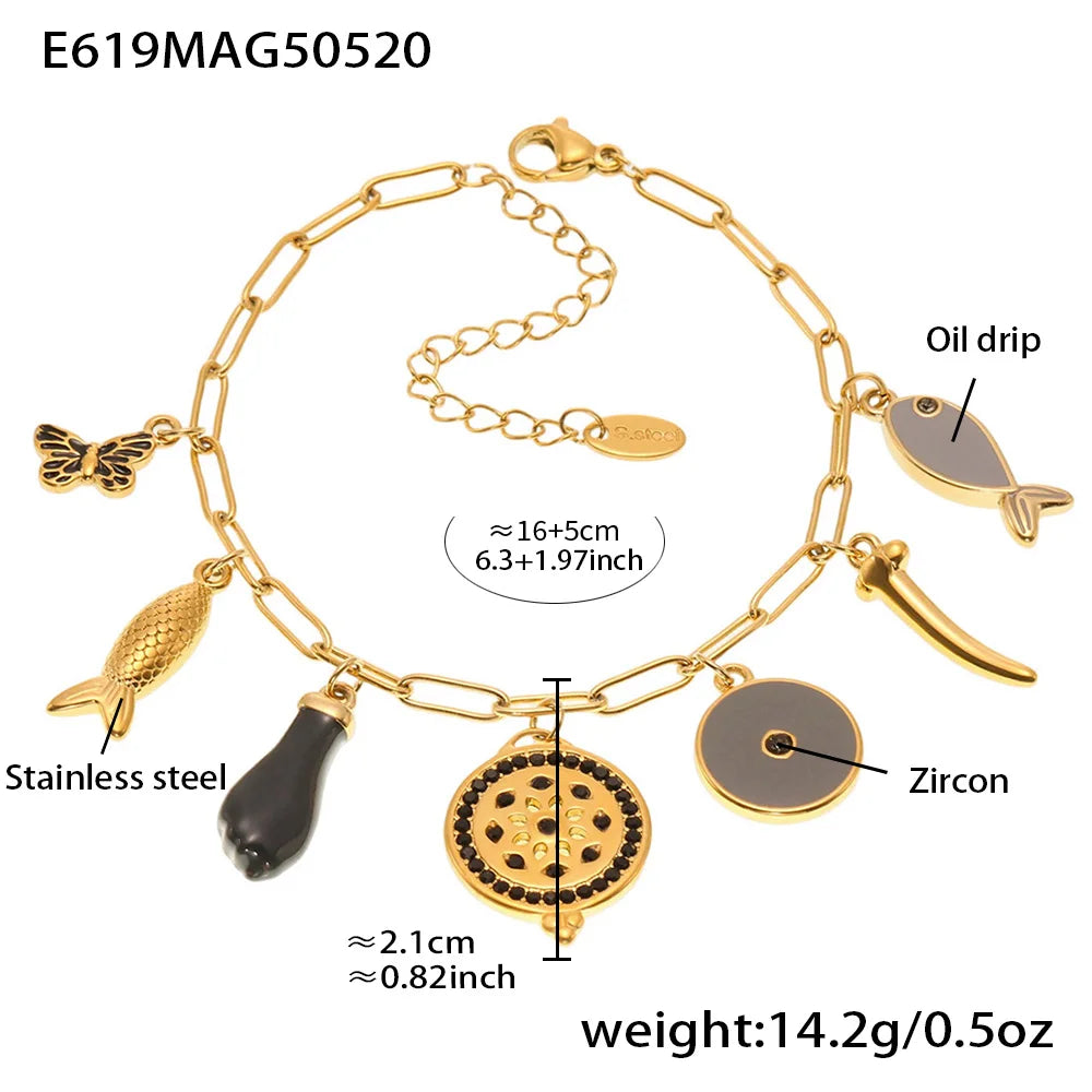 Ethnische Quaste Wasserdichte Armband Für Frauen Weibliche Armreifen Vergoldet Edelstahl Böhmen Luxus Schmuck