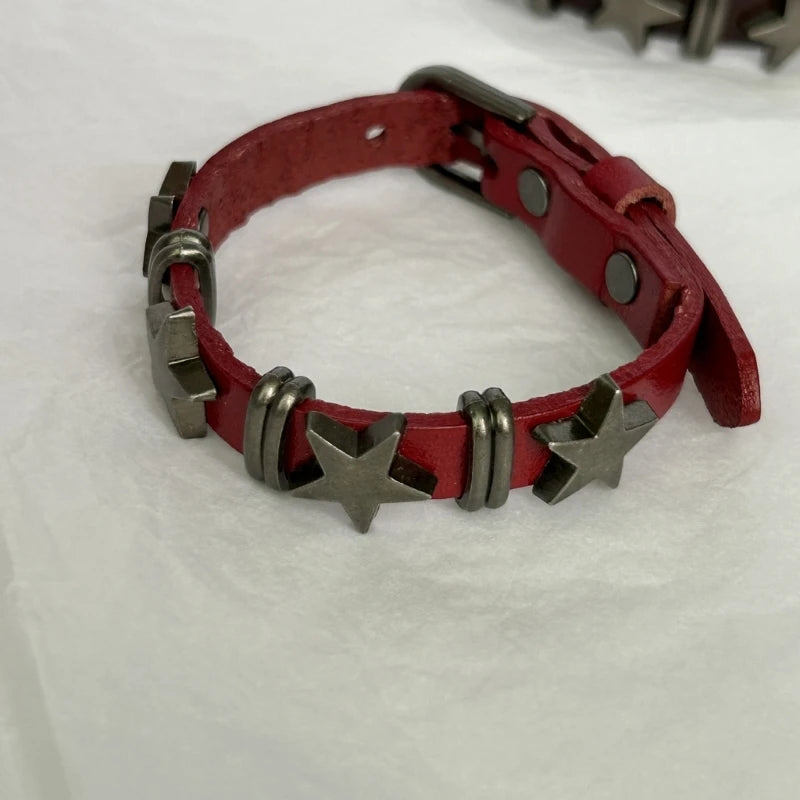 Goth Vintage Stern Leder Legierung Armbänder Für Frauen Männer Gothic Retro Paar Armband Rock Party Schmuck Zubehör-Dekor